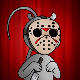 A masked rat costume